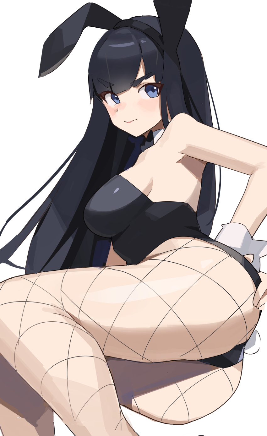 blue_eyes bunny_ears bunny_girl bunnysuit dark_hair fishnets kill_la_kill kiryuuin_satsuki long_hair t-lex