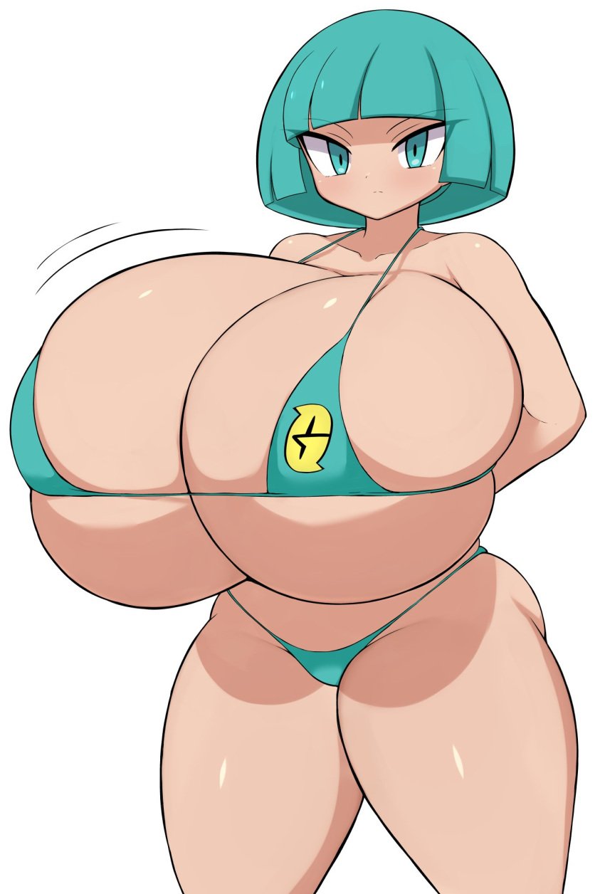 2022 alternate_breast_size big_breasts blush bra breasts breasts_bigger_than_head creatures_(company) female female_only game_freak huge_breasts jaga334 large_breasts nintendo npc npc_trainer open_mouth panties pokemon pokemon_dppt pokemon_trainer team_galactic team_galactic_grunt team_galactic_grunt_(female) url white_background