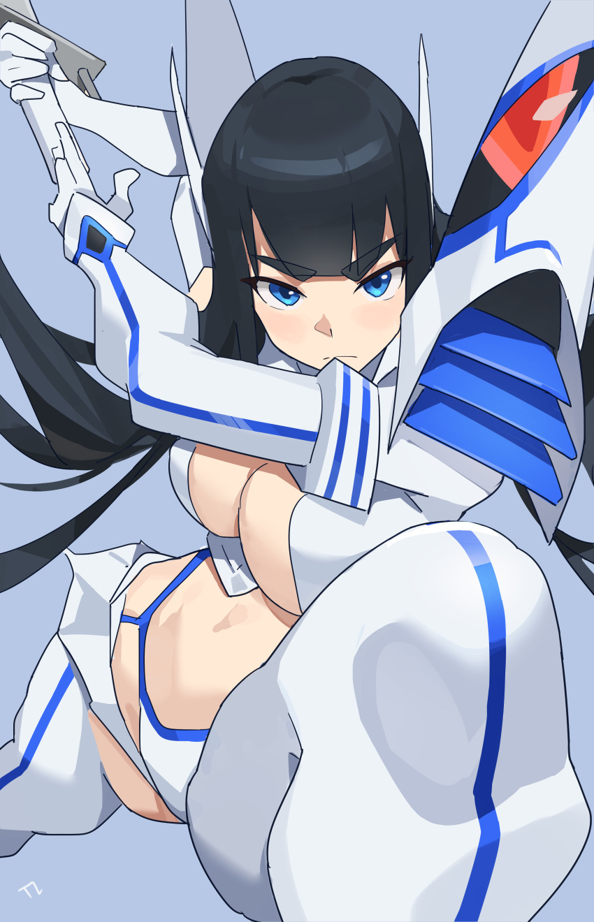 bakuzan blue_eyes breasts cleavage dark_hair junketsu kill_la_kill kiryuuin_satsuki long_hair t-lex wide_hips