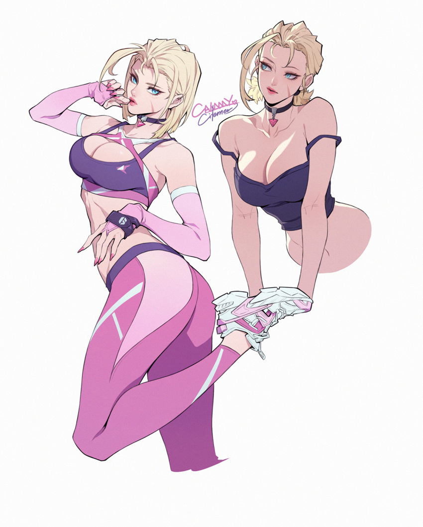 1girls big_breasts blonde_hair blue_eyes breasts breasts busty cammy_white citemer cleavage curvaceous curvy curvy_body curvy_female curvy_figure female huge_breasts large_breasts scar sports_bra street_fighter street_fighter_6 voluptuous