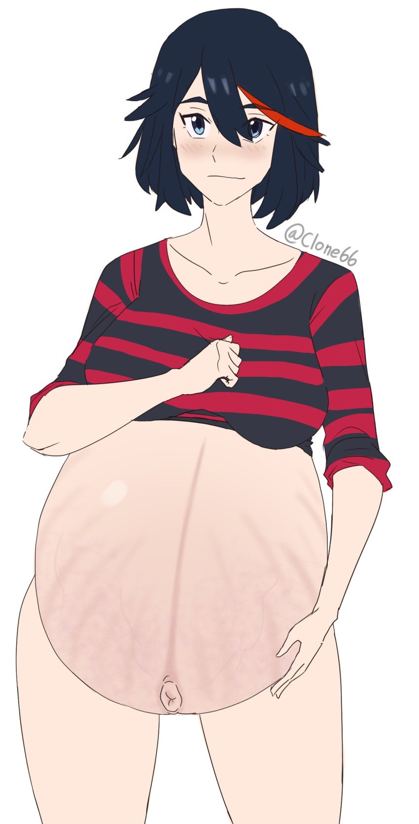 1girls big_belly clone66 disproportional female female_only hyper_belly hyper_pregnancy kill_la_kill matoi_ryuuko pregnant ready_to_pop solo stressed_belly stretch_marks torpedo_belly veiny_belly