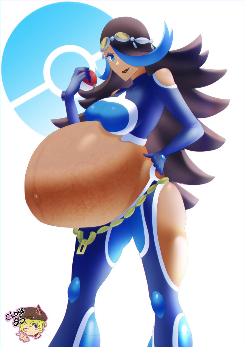 1girls big_belly black_hair clone66 dark-skinned_female female female_focus female_only game_freak long_dark_hair long_hair nintendo pokemon pokemon_oras pregnant pregnant_belly ready_to_pop shelly_(pokemon) shelly_(pokemon_oras) solo solo_female veiny_belly