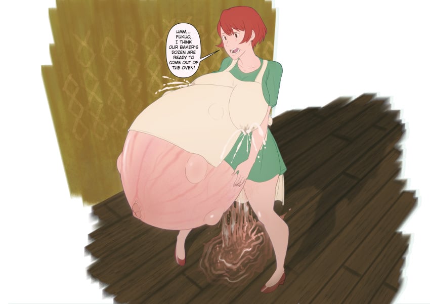 1girls amniotic_fluid big_belly big_breasts breasts canon_pregnancy clone66 female fetal_movement kiki's_delivery_service lactation lactation_through_clothes nipple_bulge osono pregnant ready_to_pop red_hair studio_ghibli torpedo_belly veiny_belly water_break water_breaking water_broke