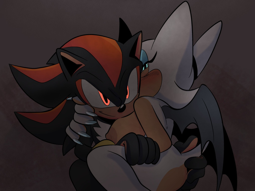 big_breasts breasts clawed_fingers female furry glowing_eyes male nude rouge_the_bat sega shadow_the_hedgehog somedivs sonic_(series)