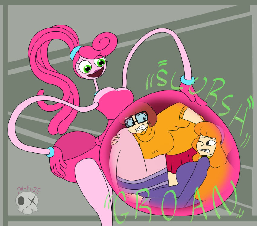 big_ass big_belly big_breasts da-fuze daphne_blake green_eyes indigestion mommy_long_legs pink_body pink_hair pink_skin poppy_playtime scooby-doo velma_dinkley vore vore_belly