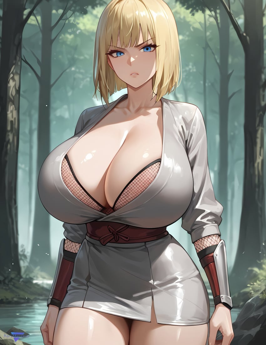 1girls ai_generated big_breasts blonde_hair curvy curvy_figure female female_only huge_breasts marshalperv naruto naruto_(series) naruto_shippuden pervmarshal samui short_hair solo tagme