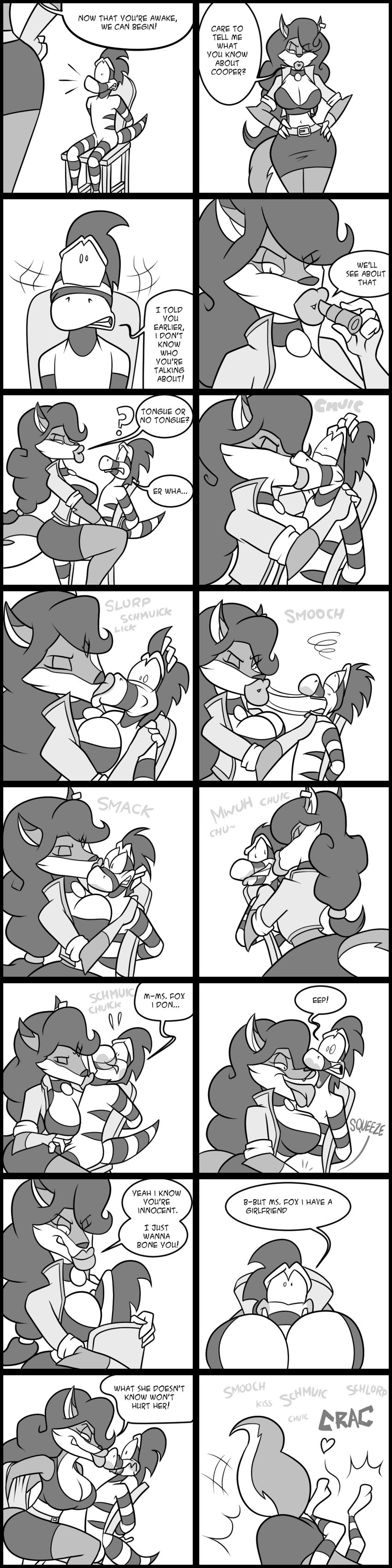 breast_smother breasts carmelita_fox jamearts kiss_mark kissing lipstick sly_cooper_(series) taking_off_clothes