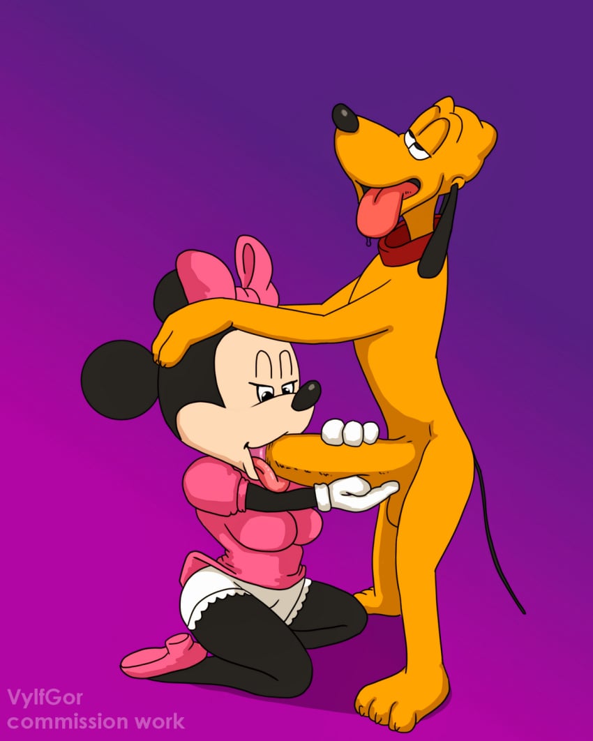 anthro blowjob breasts disney fellatio furry minnie_mouse penis pluto sucking vylfgor