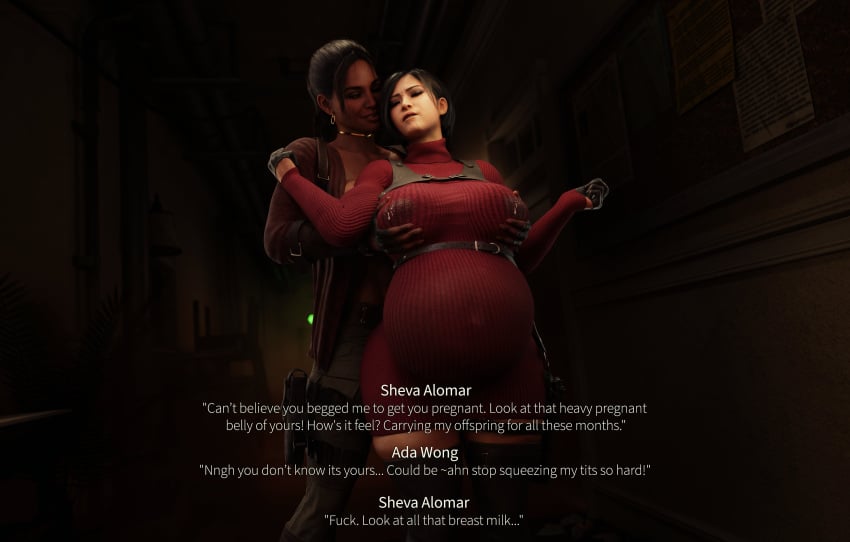 1futa 1girls 3d ada_wong asian asian_female big_belly black_hair dark-skinned_futanari dinoboy555 english english_text female female_focus futanari futanari lactating lactation light-skinned_female milk milking pregnant pregnant_belly pregnant_female resident_evil resident_evil_4 resident_evil_4_remake resident_evil_5 sheva_alomar squeezing squeezing_breast story