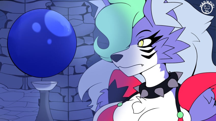 big_breasts blue_ball blue_balls bra breasts cleavage female five_nights_at_freddy's five_nights_at_freddy's:_security_breach furry furry_female huge_breasts mad_n_evil roxanne_wolf_(fnaf) tagme wolf_girl