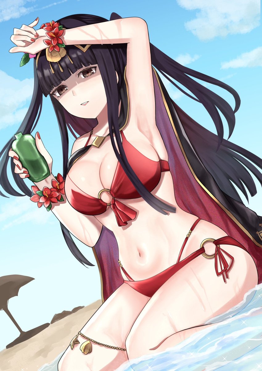 breasts female female_only fire_emblem fire_emblem_awakening fire_emblem_heroes looking_at_viewer nintendo otokajife solo swimsuit tharja_(fire_emblem) tharja_(summer)_(fire_emblem)