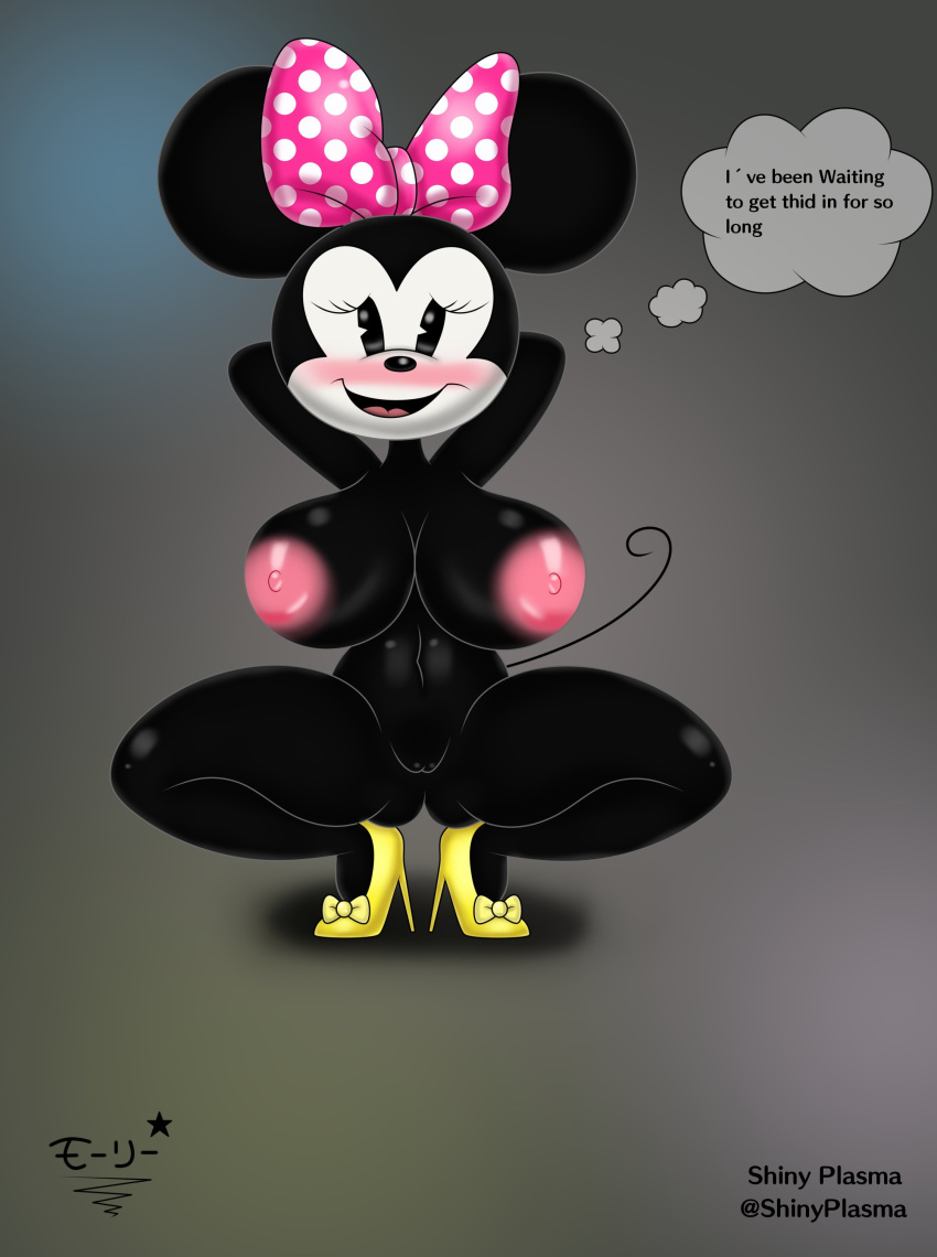 anthro breasts crouching disney female furry huge_breasts minnie_mouse mouse nipples pussy shinyplasma_(artist) spread_legs