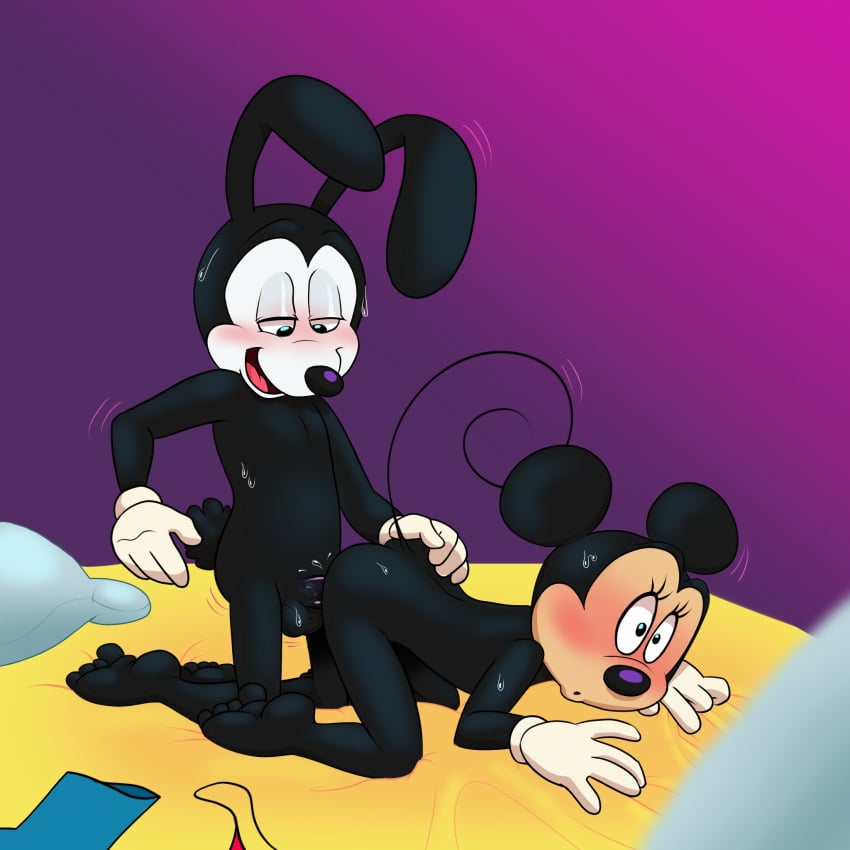 bent_over disney feet female male minnie_mouse oswald_the_lucky_rabbit pandadox penis