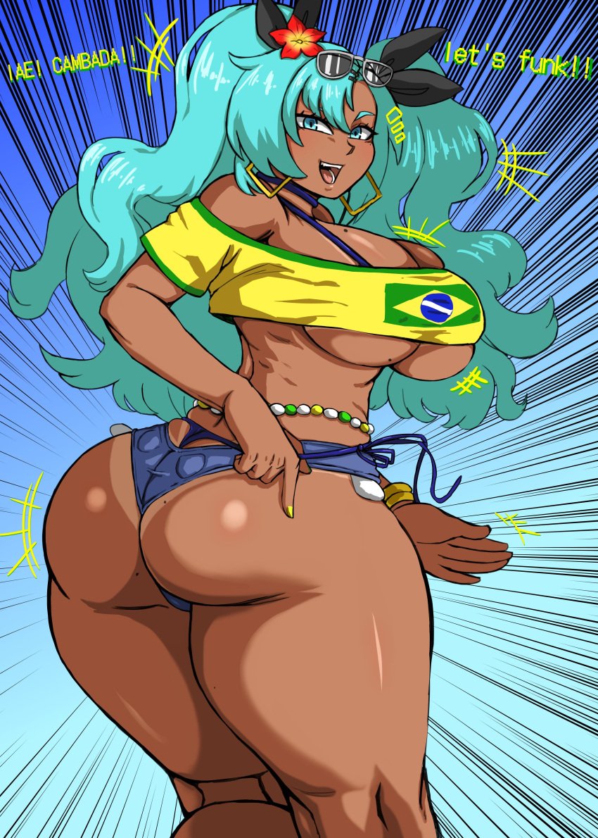 1girls ass big_ass big_breasts big_thighs brazil brazilian brazilian_female brazilian_miku breasts butt charge_sol cyan_eyes cyan_hair english english_text female female_only gigantic_ass gigantic_thighs hatsune_miku huge_ass huge_breasts huge_thighs latin_american_hatsune_miku_(meme) long_hair looking_at_viewer nicole_demara portuguese portuguese_text shirt shorts solo tagme tan tan_body thick_hips thick_thighs thighs thong twintails vocaloid yellow_shirt zenless_zone_zero