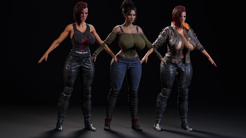 3d 3girls big_ass big_breasts breasts bust busty cd_projekt_red curvaceous curvy curvy_figure cyberpunk_2077 dark-skinned_female dark_skin female hips hourglass_figure huge_ass huge_breasts large_ass large_breasts light-skinned_female light_skin mature mature_female mehlabs multiple_girls panam_palmer slim_waist thick thick_hips thick_legs thick_thighs thighs top_heavy v_(cyberpunk_2077) valerie_(cyberpunk_2077) voluptuous waist wide_hips