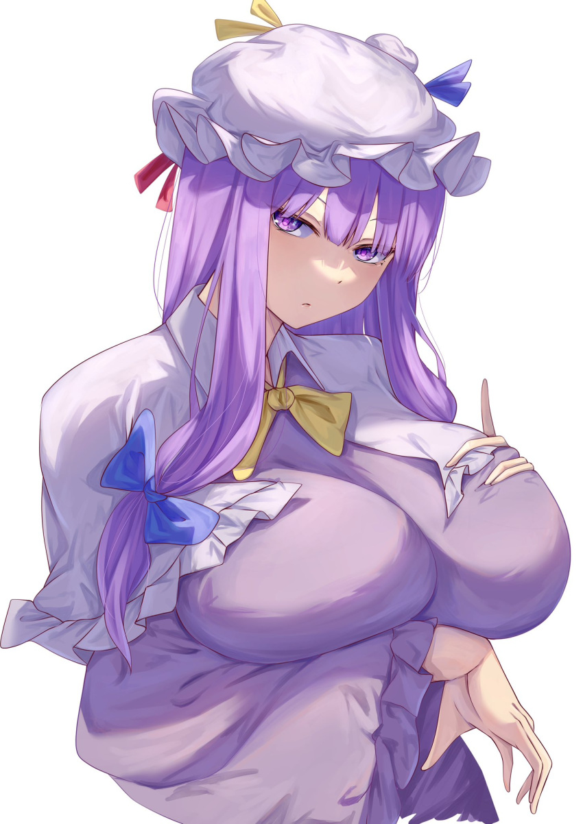 big_breasts breasts mirufui patchouli_knowledge touching_breast touhou