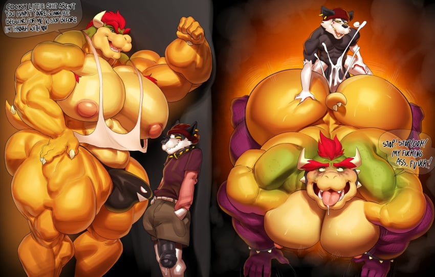 2boys anal anal_sex anthro anthro_on_anthro ass bara biceps big_muscles bowser canid canine clothing cum cum_in_anus daddy dilf doggy_style ejaculation fat_ass furry furry_only horns huge_ass instant_loss instant_loss_2koma interspecies justmegabenewell koopa larger_male male male_focus male_only mammal mario_(series) muscular muscular_anthro muscular_male nintendo open_mouth penis penis_in_anus red_hair reptile scalie sex size_difference small_dom_big_sub smaller_male tail tongue tongue_out wolf