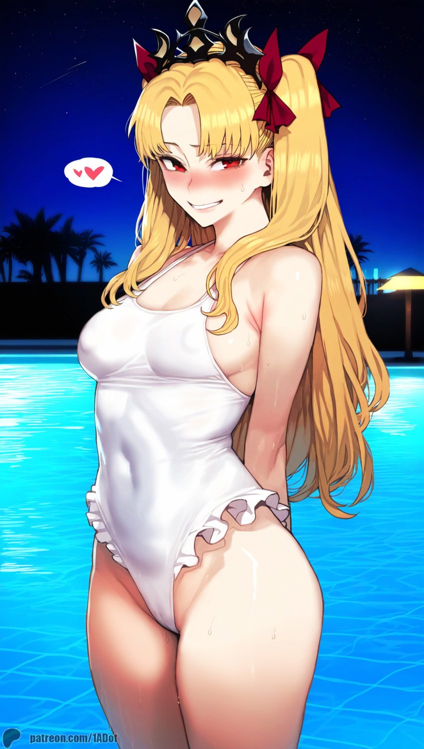 1-a_dot 1girls ai_generated ankles ass ass_focus back beack big_ass big_breasts big_butt bikini blonde_female blonde_hair blush blushing_at_viewer breasts earrings ereshkigal_(fate) fate/grand_order fate_(series) feet female female_focus female_only girl_only hair_ornament hair_ribbon huge_ass large_ass large_breasts long_hair looking_at_viewer nipple_bulge painted_nails painted_toenails red_eyes sandals sea shoulders squatting swimsuit thick_thighs thighs twintails