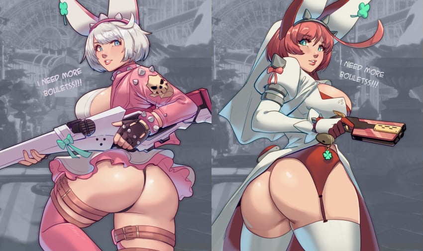 1girls ass ass_focus big_ass big_breasts blaster blue_eyes cute dat_ass elphelt_valentine fat_ass guilty_gear guilty_gear_strive guilty_gear_xrd gun i_need_more_bullets large_ass light-skinned_female light_skin lipstick meme pale-skinned_female pale_skin pawg pink_hair revealing_clothes skullworms solo solo_female solo_focus thick_thighs tiny_waist wedding_dress