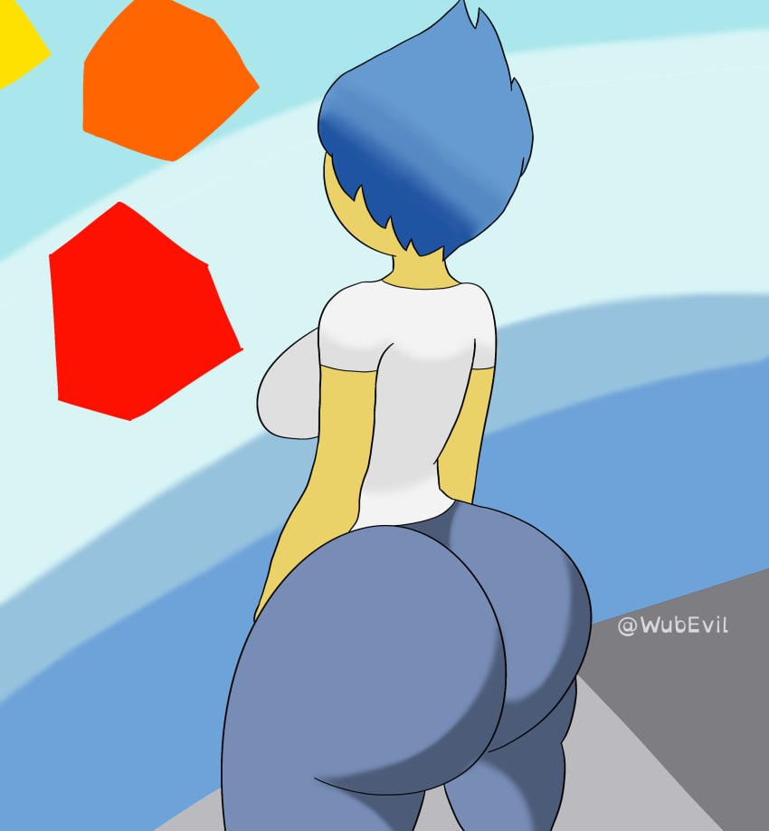 big_ass big_breasts big_butt big_thighs blue_hair female female_only inside_out inside_out_2 jeans joy_(inside_out) roblox roblox_avatar solo solo_female solo_focus wide_hips yellow_body yellow_skin