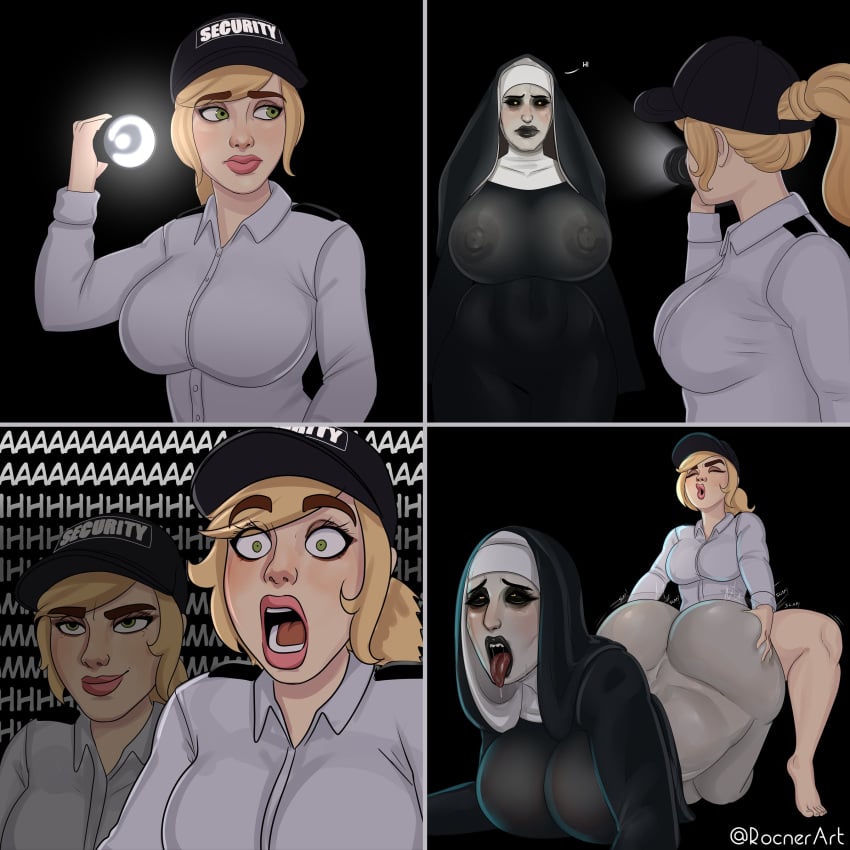 1female 1futa big_breasts doggy_style five_nights_at_freddy's futa_on_female futanari monster nun rocner security_guard the_conjuring vanessa_(fnaf)