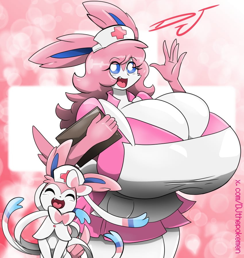 1girls big_breasts blush boob_window breasts cleavage creatures_(company) cute djthepokemen ear eeveelution female game_freak generation_6_pokemon huge_breasts large_breasts nintendo nurse nurse_cap nurse_uniform pokémon_(species) pokemon pokemon_(species) pokemon_xy sylveon thick_thighs thighs wide_hips