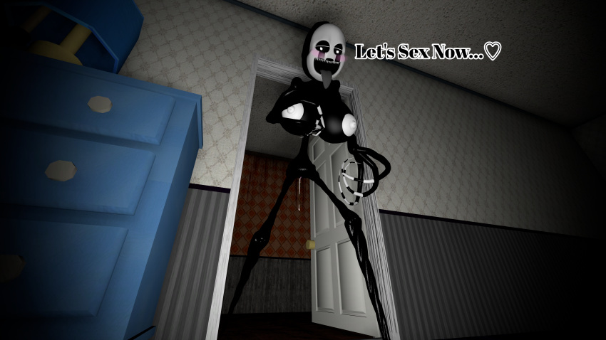 3d breasts female five_nights_at_freddy's five_nights_at_freddy's_4 inviting_to_sex marionette_(fnaf) nightmarionne puppet_(fnaf) pussy pussy_juice solo source_filmmaker text yuuki_momofox