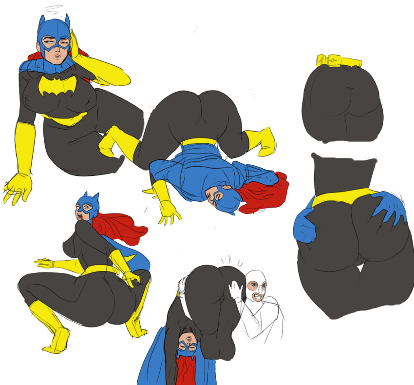 1girls aeondud ass barbara_gordon batgirl batman_(series) big_ass big_butt color_edit colored_sketch dc dc_comics fat_ass female female_focus long_hair looking_at_viewer looking_back paintmeanon superheroine thick_thighs thunder_thighs white_background wide_hips