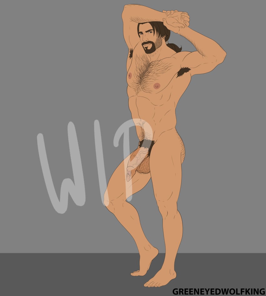 1boy areolae arm_hair armpit_hair arms_up artist_name ass_hair assassin's_creed:_brotherhood assassin's_creed:_revelations assassin's_creed_(series) assassin's_creed_ii balls ballsack bara barefoot beard_stubble body_hair brown_eyes brown_hair chest_hair ezio_auditore_da_firenze facial_hair flat_colors foreskin foreskin_overhang full_color glans goatee greeneyedwolfking hair_tie hairtie hairy_balls hi_res high_resolution human intact large_foreskin long_foreskin long_hair_male male male_nipples male_only male_ponytail male_pubic_hair manly mature_male moustache muscles muscular muscular_male naked no_background nude nude_male pecs penis ponytail posing pubes scrotum semi-erect smiling solo stretching testicles treasure_trail ubisoft uncensored uncircumcised uncut unretracted_foreskin urethra veiny_penis watermark wip