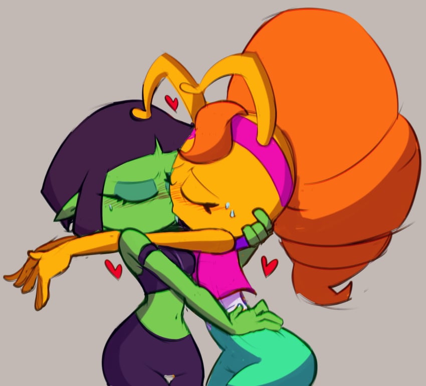 alfred0sauce alien alien_girl female green_skin hands_up_(joel_g) joel_g kissing margo_(joel_g) orange_hair orange_skin purple_hair tagme ula_(joel_g) yuri