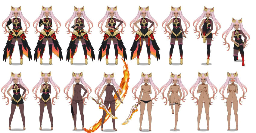 1girls angry asymmetrical_clothes bare_legs barefoot black_panties blush bodystocking boots clenched_teeth closed_eyes covered_nipples dark-skinned_female dark_skin embarrassed female female_only female_pubic_hair fire fire_emblem fire_emblem_heroes frown gloves heavy_breathing kisekae laevatein_(fire_emblem) leg_up legs looking_at_viewer multicolored_hair nintendo open_mouth panties pantyhose pink_hair pubic_hair pussy red_eyes solo sprite_sheet strip_poker_night_at_the_inventory sword thighhighs thighs transparent_background underwear undressing weapon wide_eyed