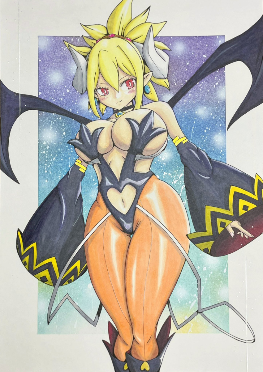 big_breasts bimbo breasts demon_girl demon_tail demon_wings detached_sleeves disgaea disgaea_2 disgaea_rpg huge_breasts large_breasts nippon_ichi_software overlord_priere rozalin sketch skimpy_clothes thick_thighs thighs tights