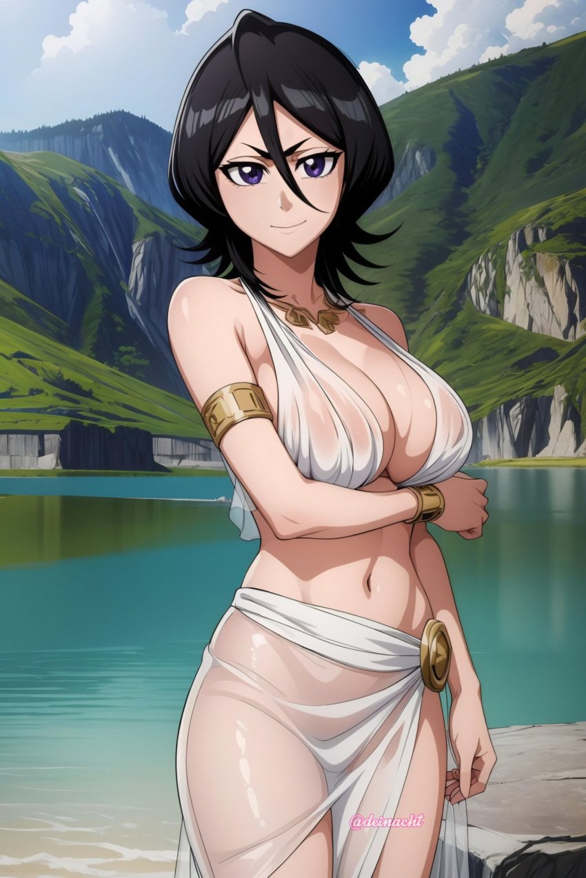 ai_generated bleach breasts deinacht female female_only greek_clothes kuchiki_rukia nai_diffusion solo stable_diffusion white_skin