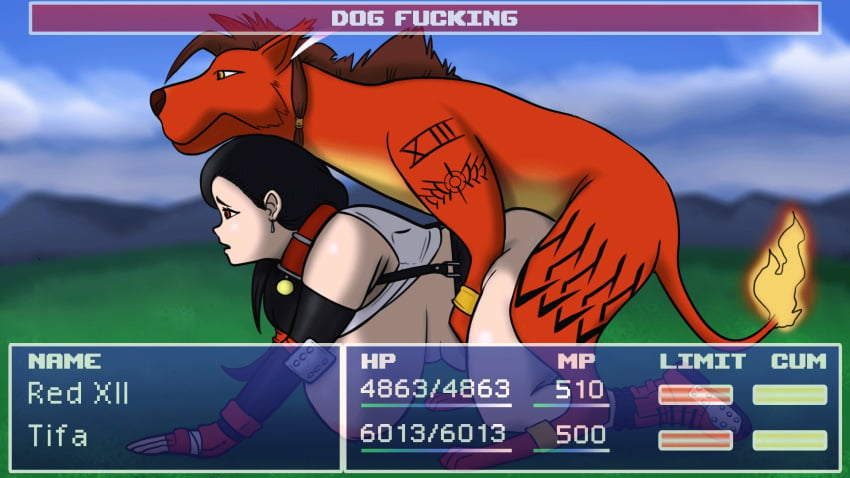 1boy 1girls animated doggy_style final_fantasy final_fantasy_vii heads-up_display profile red_xiii sex tagme tifa_lockhart zoophilia