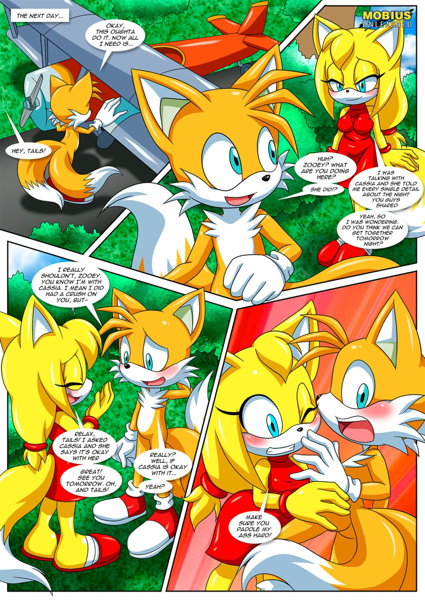 anthro ass bbmbbf blush comic female male mobius_unleashed palcomix sega sonic's_guide_to_spanking_(comic) sonic_(series) sonic_the_hedgehog_(series) tails zooey_the_fox