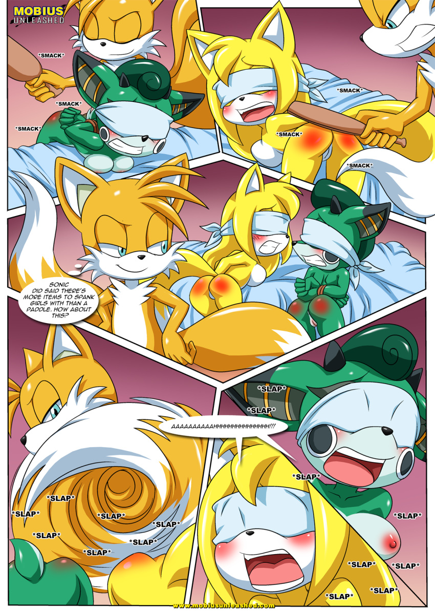 anthro ass bbmbbf blindfold blush bondage breasts cassia_the_pronghorn comic female male male/female mobius_unleashed nude palcomix pussy rope rope_bondage sega sonic's_guide_to_spanking_(comic) sonic_(series) sonic_the_hedgehog_(series) spanking tails zooey_the_fox