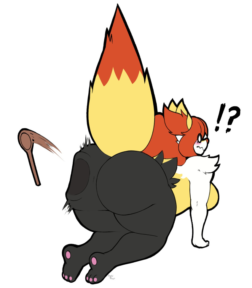 big_ass big_breasts big_butt braixen breasts bubble_butt digitalpelican huge_ass no_humans pokémon_(species) pokemon pokemon_(species) raised_tail thick_thighs wide_hips