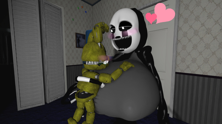 3d big_breasts breasts female five_nights_at_freddy's five_nights_at_freddy's_4 male marionette_(fnaf) nightmarionne plushtrap plushtrap_(fnaf) puppet_(fnaf) rabbit smaller_male source_filmmaker yuuki_momofox