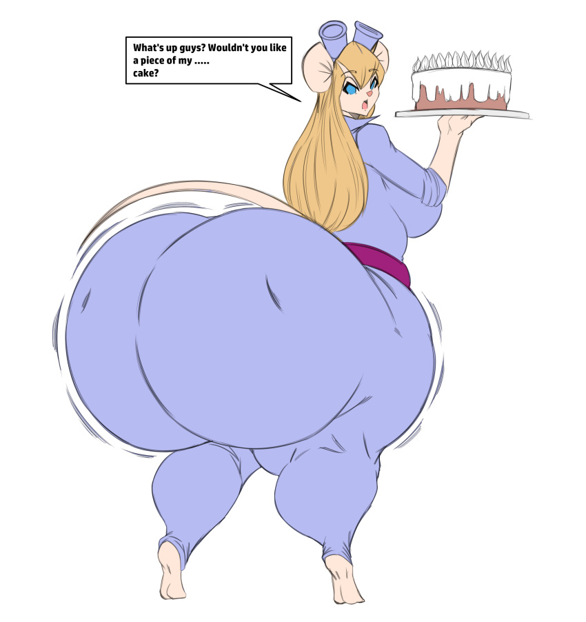 anthro cake furry gadget_hackwrench gofenix huge_ass humanoid hyper_ass massive_ass mouse_girl