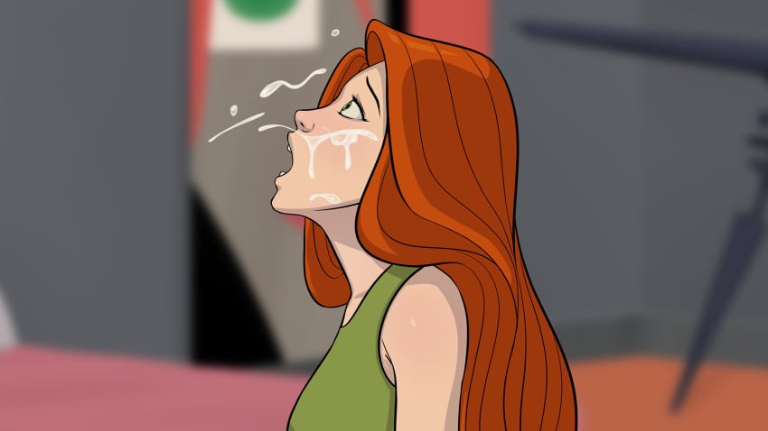 1girls clothed_female cum_on_face cumshot disney disney_channel facial female female_only kim_possible kimberly_ann_possible leroy2012 open_mouth project:_possible side_view solo wide_eyed