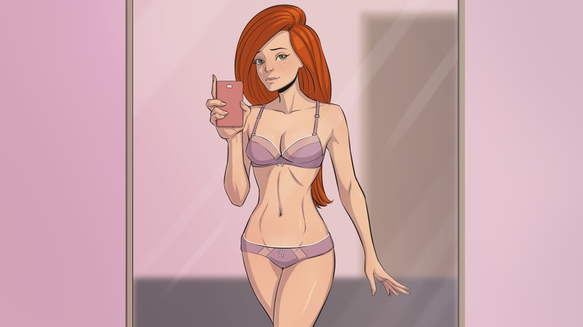 1girls bra disney disney_channel female female_only kim_possible kimberly_ann_possible leroy2012 mirror_selfie panties project:_possible selfie solo underwear