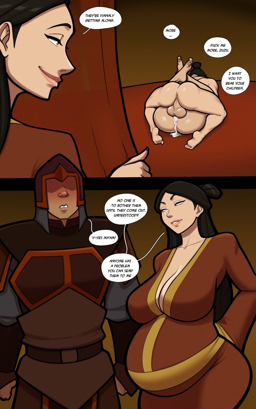 1boy 2boys 2girls asking_for_more avatar_legends avatar_the_last_airbender azula azula_the_boiling_rock backsack balls balls_deep brother_and_sister comic creampie cum cum_in_pussy cum_inside english_text female fire_nation human impregnation_request incest incest_harem incest_pregnancy leg_lock male male/female mating_press milf mother mrpotatoparty pregnant sex siblings speech_bubble straight text unprotected_sex ursa_(avatar) zuko