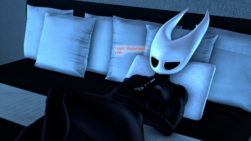 1girls 3d 3d_(artwork) areolae bed black_body breasts casual casual_nudity completely_nude completely_nude_female disappointed english_text female female_only holding holding_phone hollow_knight hornet_(hollow_knight) legoguy9875 naked naked_female nipples nonsexual_nudity nude nude_female on_back on_bed phone sigh solo solo_female text