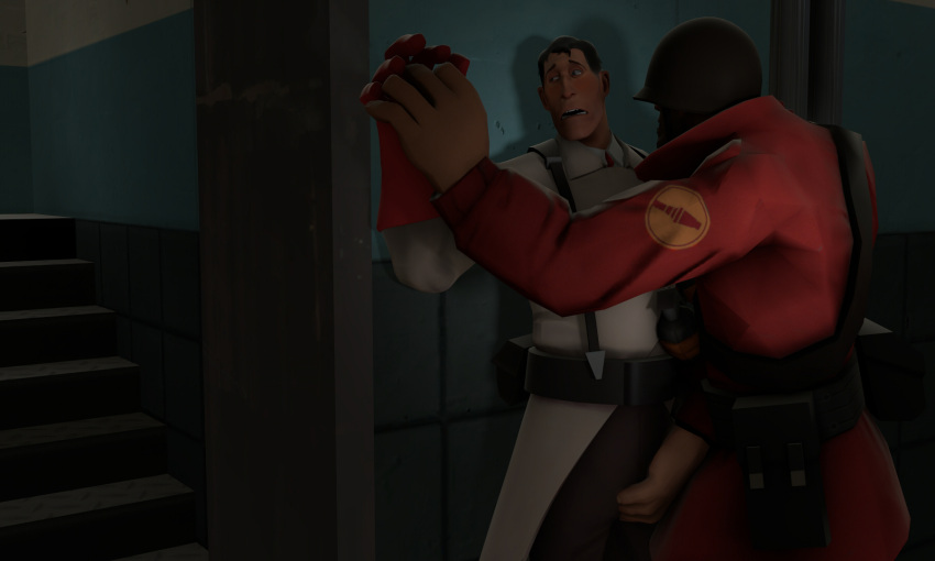 black_hair blue_eyes gay gay_domination gay_male gay_sex kidnapped kidnapping medic medic_(team_fortress_2) medical rape soldier soldier_(team_fortress_2) source_filmmaker submissive_medic team_fortress_2