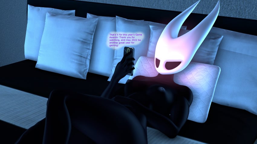 1girls 3d 3d_(artwork) areolae bed black_body breasts casual casual_nudity completely_nude completely_nude_female disappointed english_text female female_only holding holding_phone hollow_knight hornet_(hollow_knight) legoguy9875 looking_at_phone naked naked_female nipples nonsexual_nudity nude nude_female on_back on_bed phone solo solo_female text watching