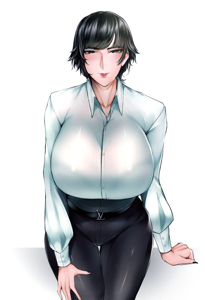 1girls big_breasts black_eyes black_hair bra bra_visible_through_clothes breasts busty curvaceous curvy curvy_female curvy_figure female huge_breasts large_breasts lips original original_character see-through see-through_clothing see-through_shirt shirt tight_pussy tomboy voluptuous white_shirt zenatsu