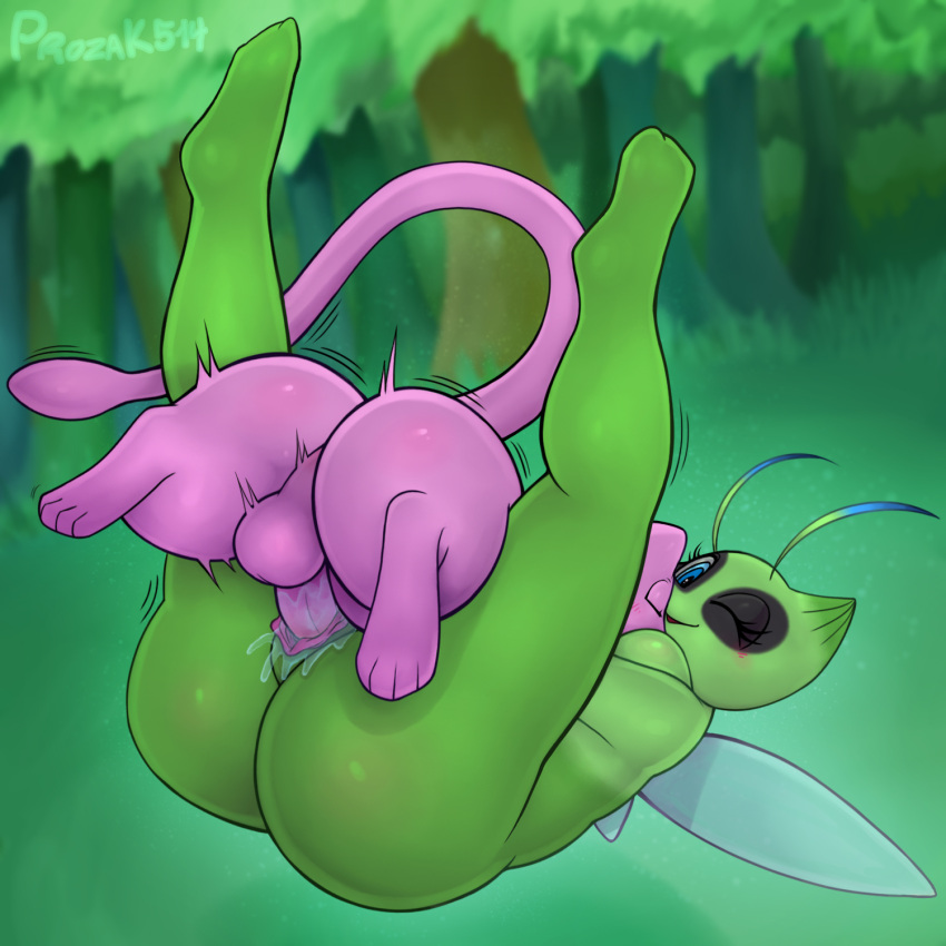 1:1 anthro ass balls big_butt blue_eyes blush bodily_fluids breasts celebi digital_media_(artwork) duo female floating forest forest_background from_front_position generation_1_pokemon generation_2_pokemon genital_fluids genitals hi_res larger_female legendary_pokemon male male/female male_penetrating mating_press mew_(pokemon) nature nature_background nintendo nude open_mouth penetration penis plant pokemon pokemon_(species) prozak514 pussy sex simple_background size_difference smaller_male smile tail tree vaginal_penetration wings