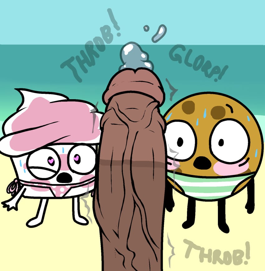 1boy 2girls animate_inanimate beach big_penis bikini blush cock_shock commission commission_art commissioner_upload cookie cookie_(the_good_advice_cupcake) cupcake cuppy_(the_good_advice_cupcake) food_penetration heart-shaped_pupils huge_cock hyper_penis imminent_sex onithehyperfairy penis penis_awe pov precum precum_bubble precum_on_penis sweat the_good_advice_cupcake throbbing_penis twitching_penis uncensored veiny_penis waddling_head