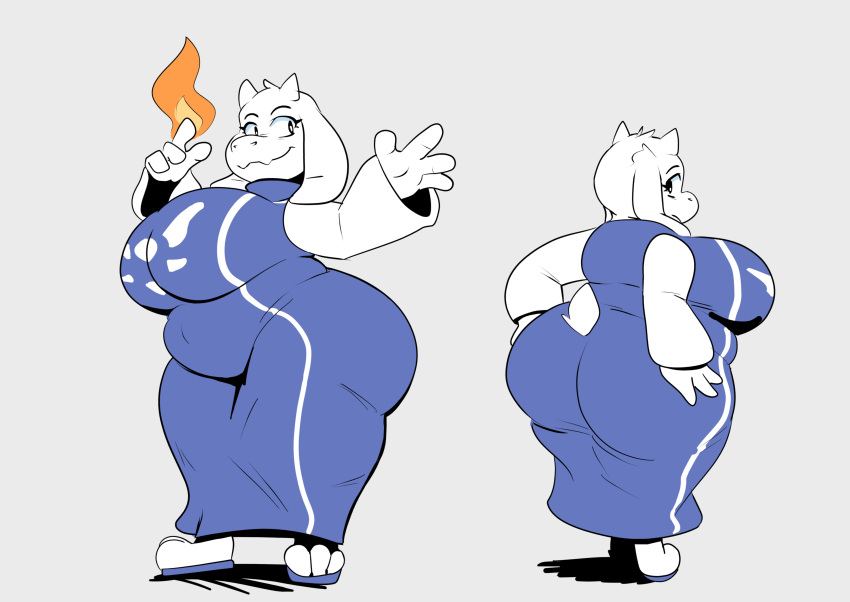 3_toes 4_fingers ass ass_bigger_than_head big_ass big_breasts big_ears breasts bubble_butt cloudidoodles female fire fire_on_finger fireball floppy_ears goat_humanoid goatee huge_ass pointing sandals_removed toriel undertale undertale_(series)