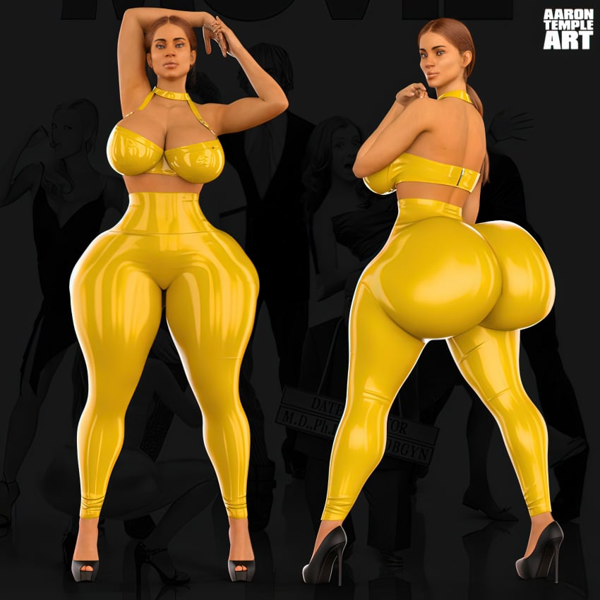 1female 1girls 2020s 2022 3d 3d_(artwork) aarontempleart absurd_res absurdres ass ass_bigger_than_head ass_focus big_booty black_footwear black_high_heels breasts cleavage curvy date_movie digital_media_(artwork) female female_focus female_only front_and_back full-length_portrait full_body gigantic_breasts gold_clothing golden_bikini heels hi_res high_heels hips hips_wider_than_shoulders huge_ass huge_breasts human_only jell-o_(date_movie) large_breasts latex latex_bra latex_clothing latex_legwear latex_thighhighs latina multiple_angles not_furry not_furry_focus pinup portrait pose skin_tight thick thick_ass thick_thighs thigh_gap tight_clothing wide_hips yellow_clothing yellow_latex yellow_topwear